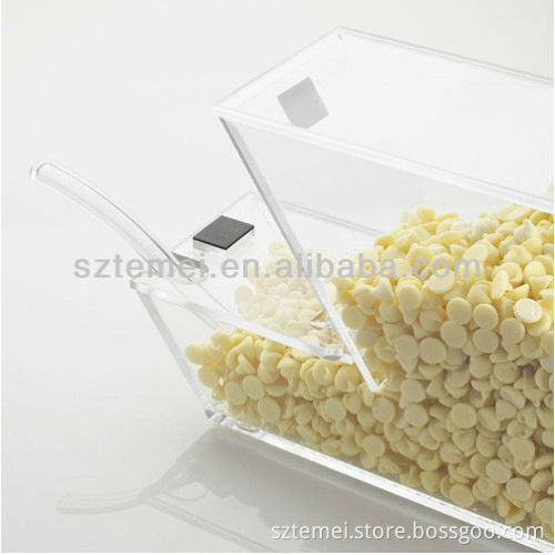 clear acrylic cereal dispenser with spoon